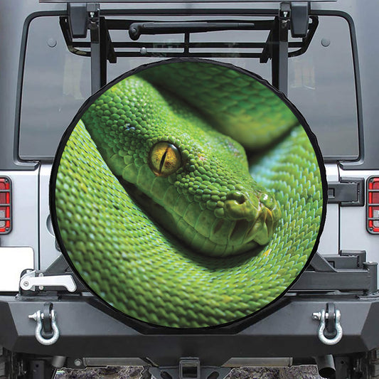 Green Tree Python Snake Print Tire Cover