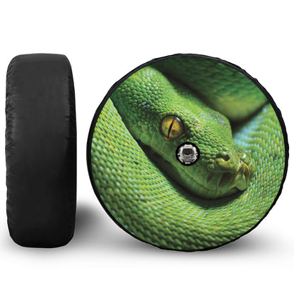 Green Tree Python Snake Print Tire Cover With Camera Hole