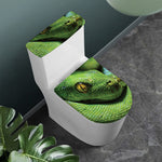 Green Tree Python Snake Print Toilet Lid And Tank Cover Set