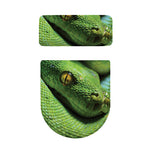 Green Tree Python Snake Print Toilet Lid And Tank Cover Set
