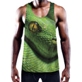 Green Tree Python Snake Print Men's Workout Tank Top