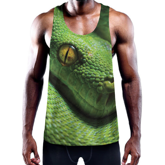 Green Tree Python Snake Print Training Tank Top