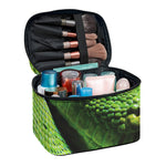 Green Tree Python Snake Print Travel Makeup Bag
