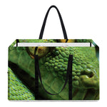 Green Tree Python Snake Print Utility Tote Bag