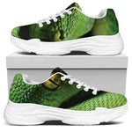 Green Tree Python Snake Print White Chunky Shoes