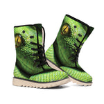 Green Tree Python Snake Print Winter Boots