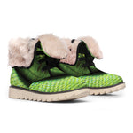 Green Tree Python Snake Print Winter Boots