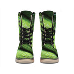 Green Tree Python Snake Print Winter Boots