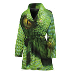 Green Tree Python Snake Print Women's Bathrobe