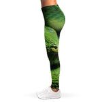 Green Tree Python Snake Print Women's Leggings