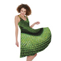 Green Tree Python Snake Print Sleeveless Knee Length Dress