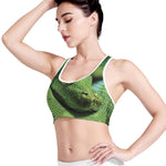 Green Tree Python Snake Print Women's Sports Bra