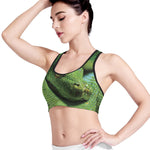 Green Tree Python Snake Print Women's Sports Bra