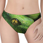 Green Tree Python Snake Print Women's Thong