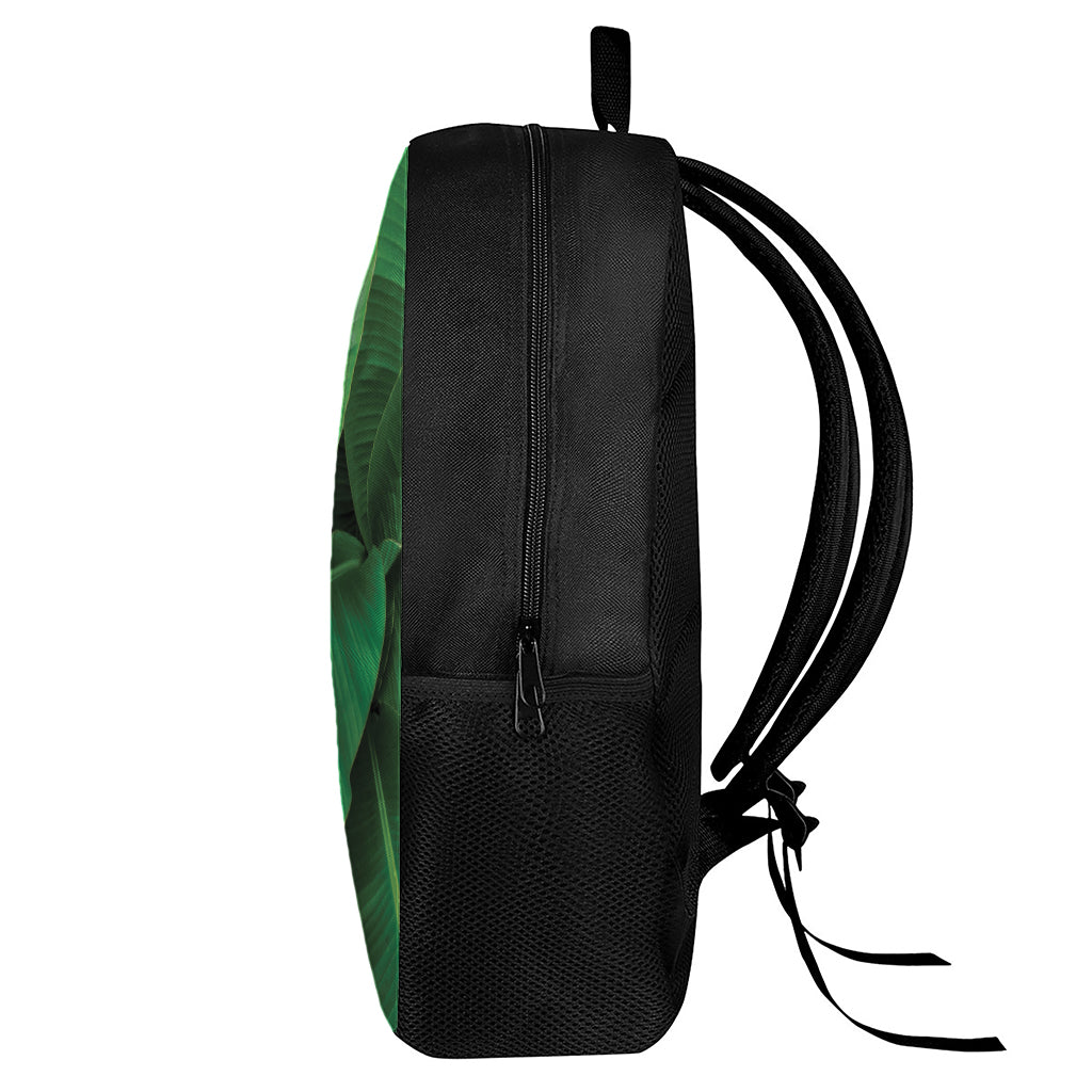 Green Tropical Banana Palm Leaf Print 17 Inch Backpack