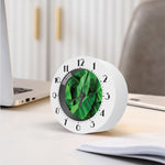 Green Tropical Banana Palm Leaf Print Alarm Clock