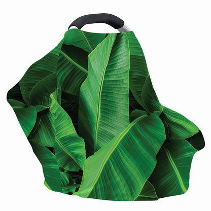 Green Tropical Banana Palm Leaf Print Baby Seat Cover