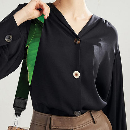 Green Tropical Banana Palm Leaf Print Bag Strap