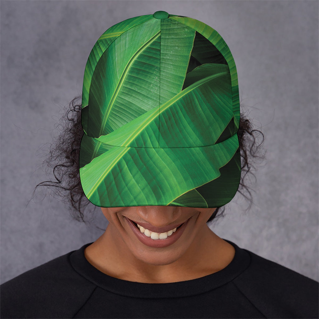 Green Tropical Banana Palm Leaf Print Baseball Cap