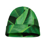 Green Tropical Banana Palm Leaf Print Beanie
