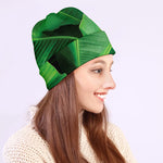 Green Tropical Banana Palm Leaf Print Beanie