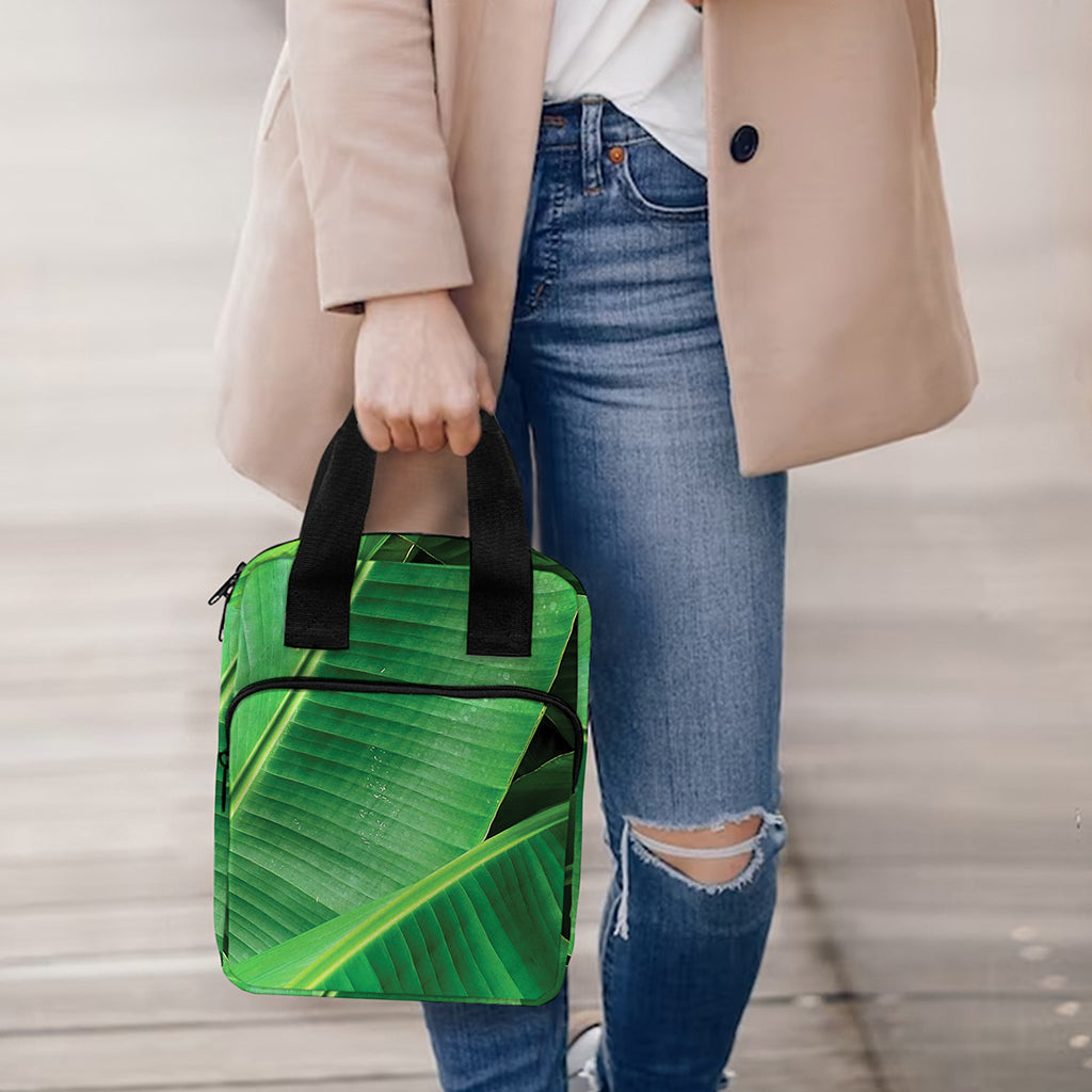 Green Tropical Banana Palm Leaf Print Bible Tote Bag
