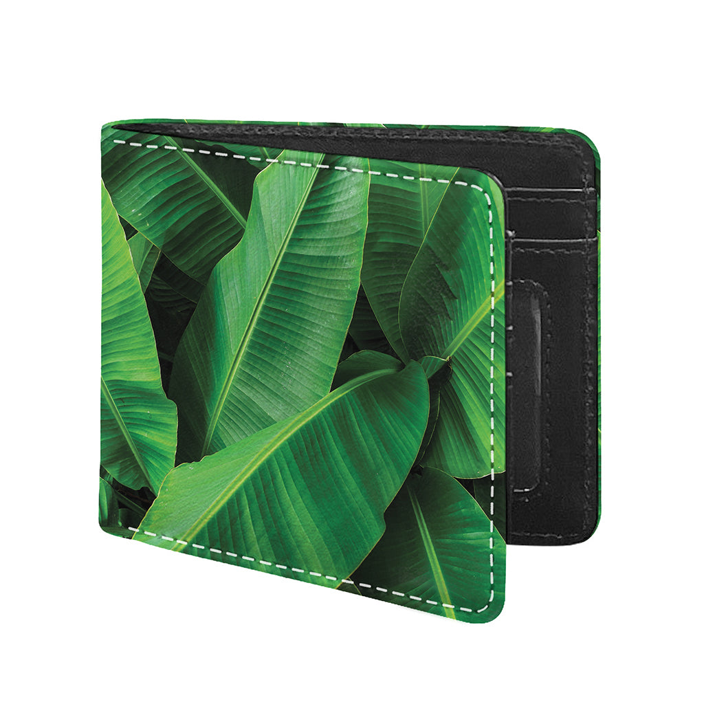 Green Tropical Banana Palm Leaf Print Bifold Wallet