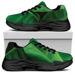 Green Tropical Banana Palm Leaf Print Black Chunky Shoes