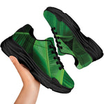 Green Tropical Banana Palm Leaf Print Black Chunky Shoes