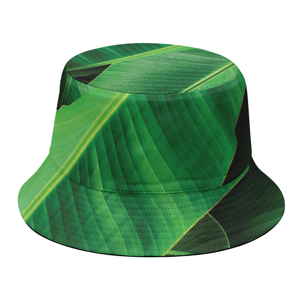 Green Tropical Banana Palm Leaf Print Bucket Hat