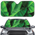 Green Tropical Banana Palm Leaf Print Car Windshield Sun Shade