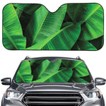 Green Tropical Banana Palm Leaf Print Car Windshield Sun Shade
