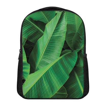 Green Tropical Banana Palm Leaf Print Casual Backpack