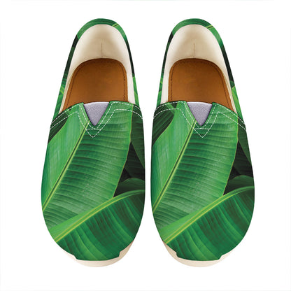 Green Tropical Banana Palm Leaf Print Casual Shoes