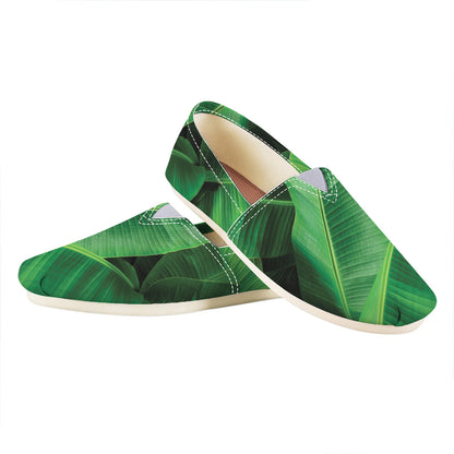 Green Tropical Banana Palm Leaf Print Casual Shoes