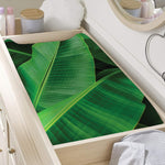 Green Tropical Banana Palm Leaf Print Changing Pad Cover
