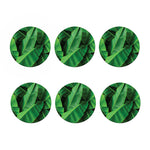 Green Tropical Banana Palm Leaf Print Coaster Set