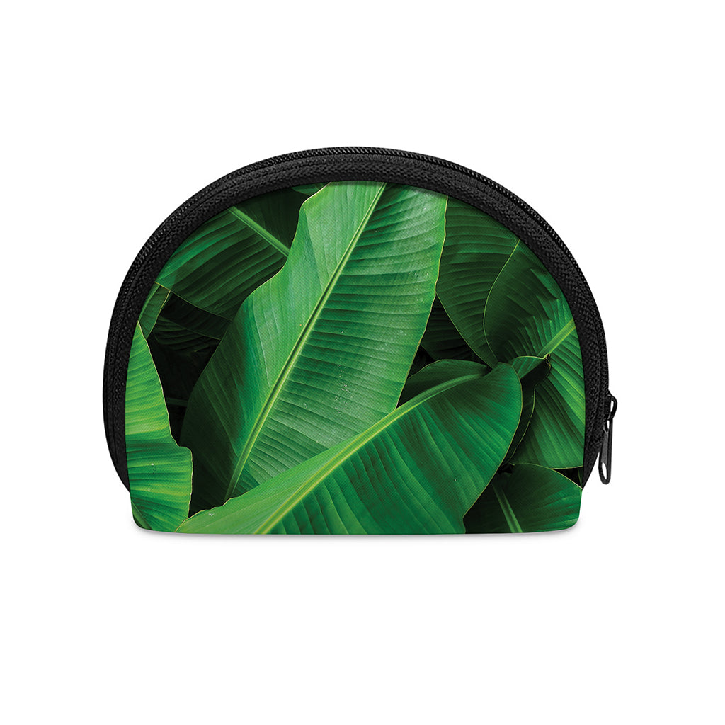 Green Tropical Banana Palm Leaf Print Coin Purse