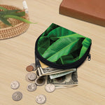 Green Tropical Banana Palm Leaf Print Coin Purse
