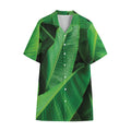 Green Tropical Banana Palm Leaf Print Cotton Hawaiian Shirt