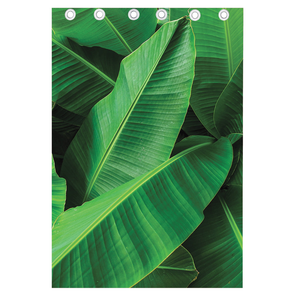 Green Tropical Banana Palm Leaf Print Curtain