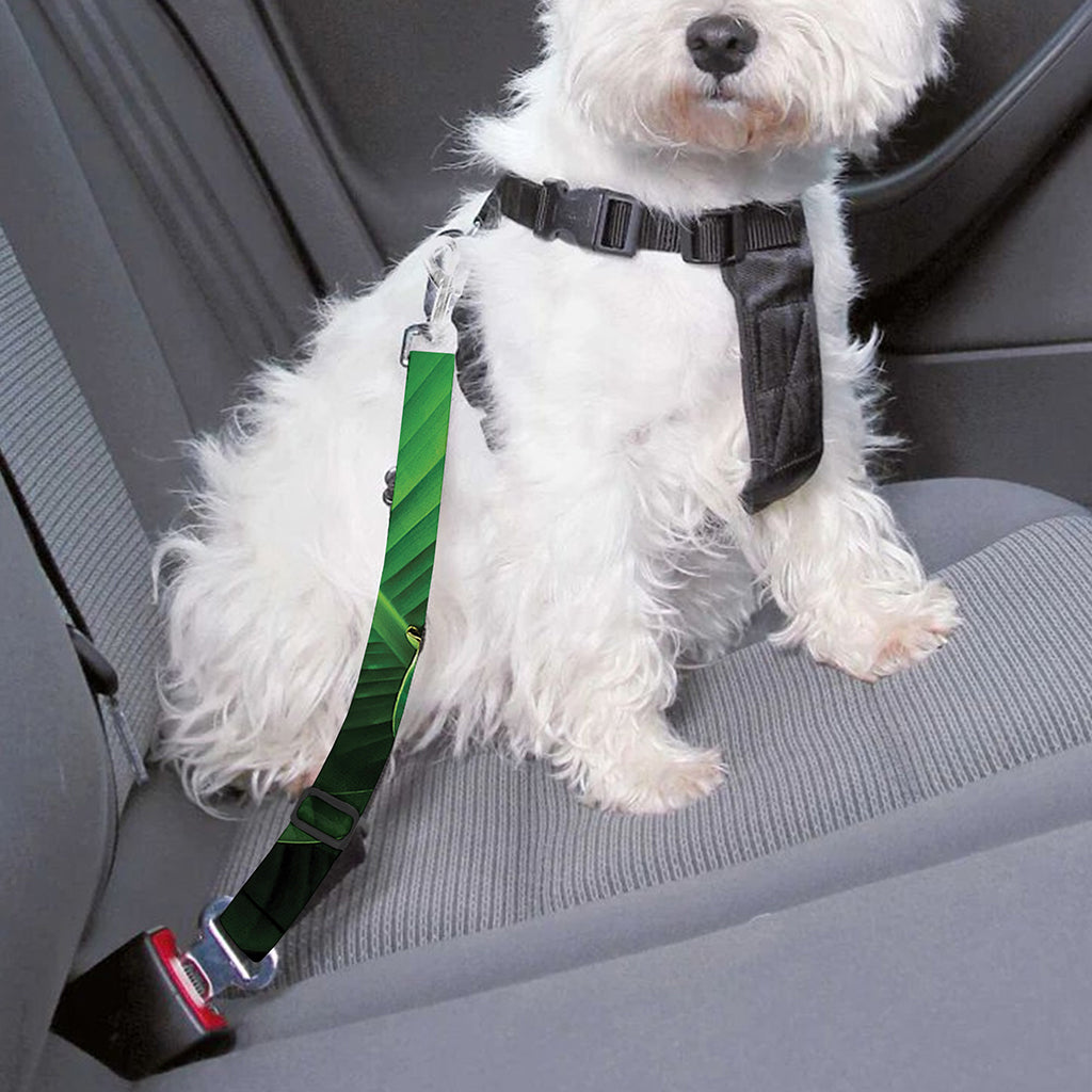 Green Tropical Banana Palm Leaf Print Dog Seat Belt