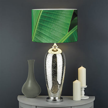 Green Tropical Banana Palm Leaf Print Drum Lamp Shade