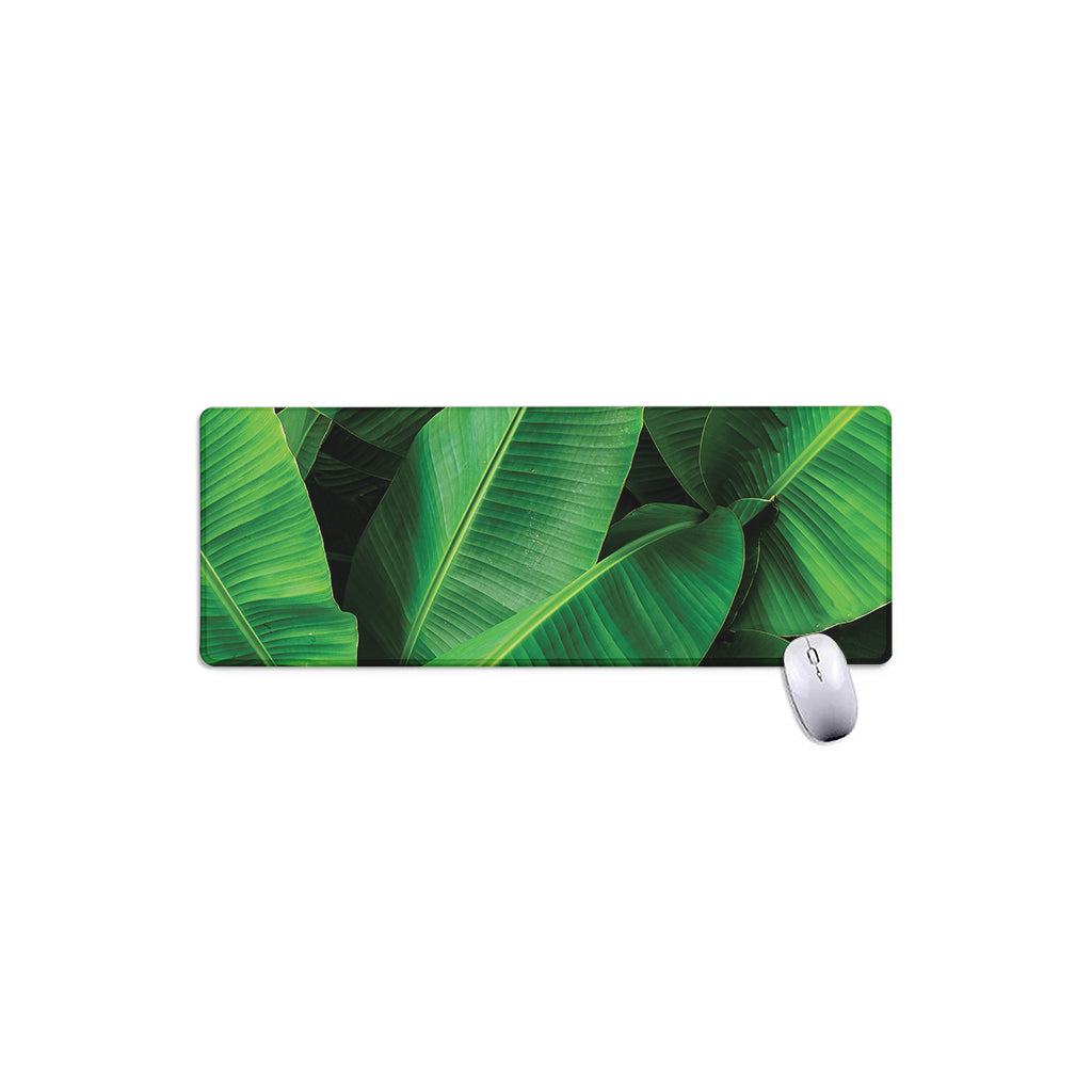 Green Tropical Banana Palm Leaf Print Extended Mouse Pad