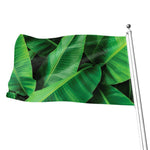 Green Tropical Banana Palm Leaf Print Flag