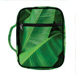 Green Tropical Banana Palm Leaf Print Front Pocket Bible Bag
