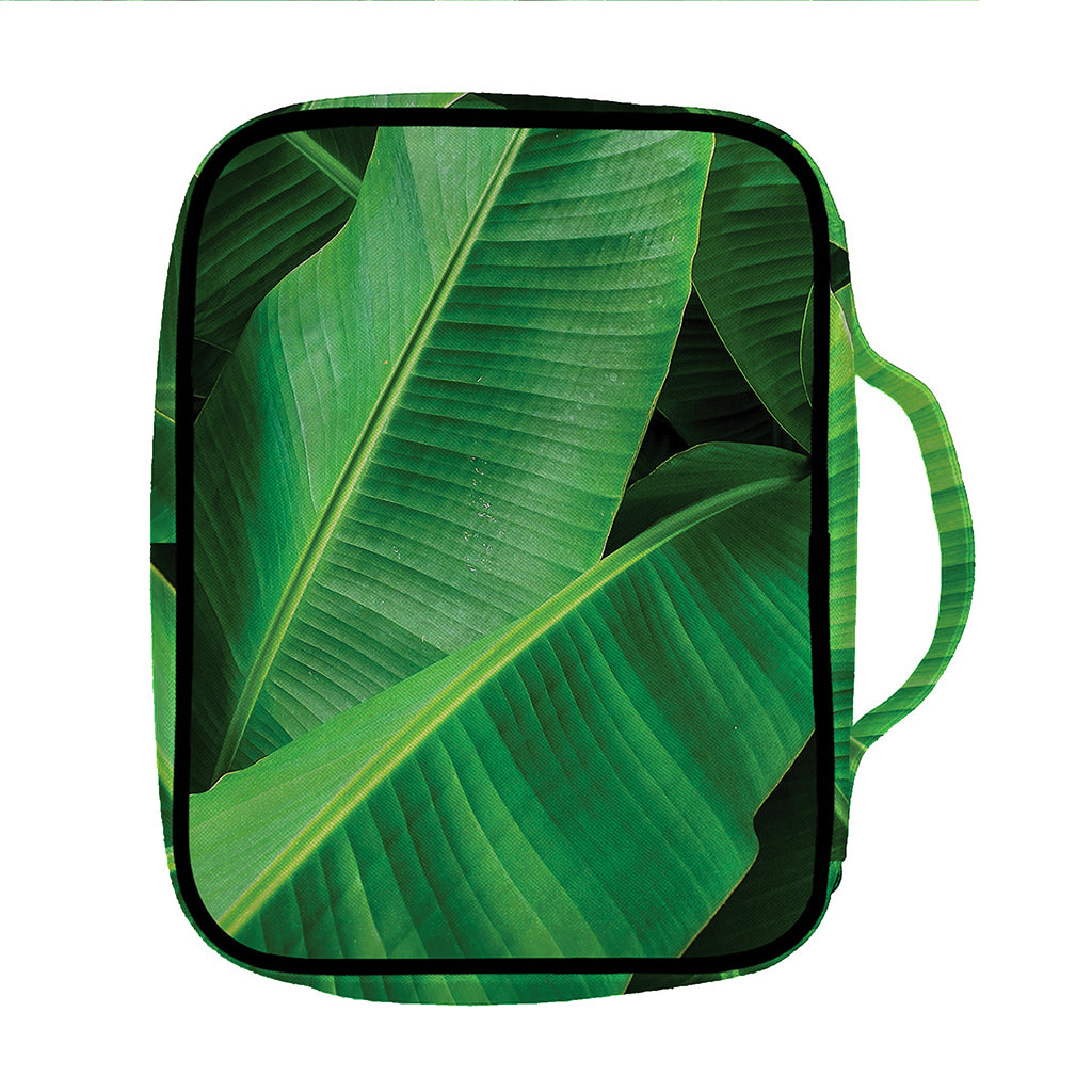 Green Tropical Banana Palm Leaf Print Front Pocket Bible Bag