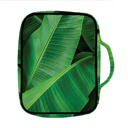 Green Tropical Banana Palm Leaf Print Front Pocket Bible Bag