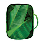 Green Tropical Banana Palm Leaf Print Front Pocket Bible Bag