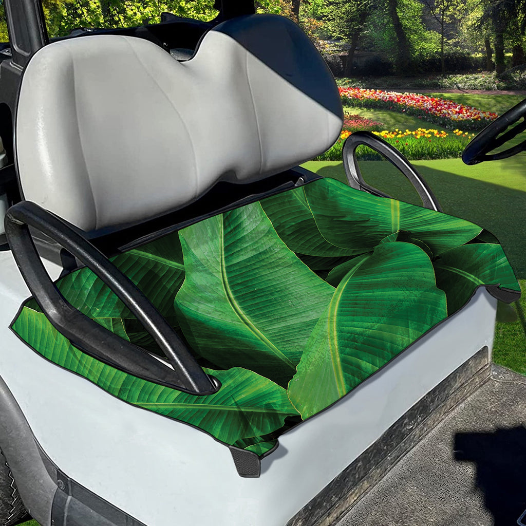 Green Tropical Banana Palm Leaf Print Golf Cart Seat Cover